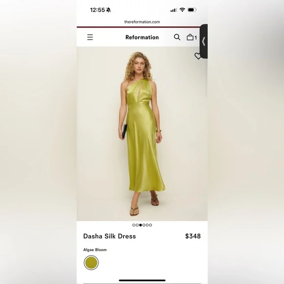 Reformation | Dresses | Reformation Dasha Green Silk Wedding Guest Dress |  Poshmark